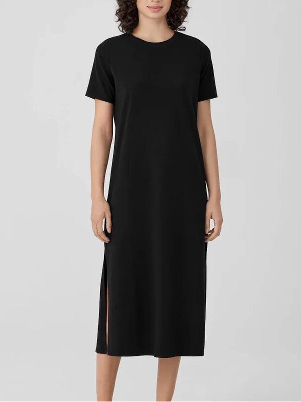 Eileen Fisher Black Organic Cotton Stretch Jersey Dress PP Capsule Wardrobe - Picture 1 of 6